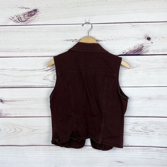 Jonathan Martin Brown Pearl Snap Button Denim Vest Sz S - Picture 3 of 5